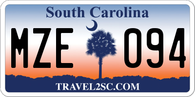 SC license plate MZE094