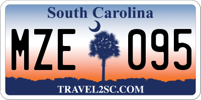 SC license plate MZE095