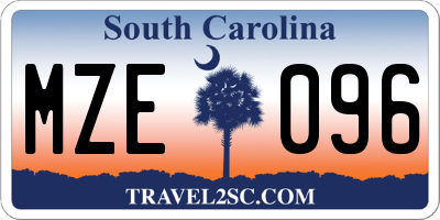SC license plate MZE096