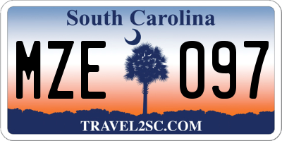 SC license plate MZE097