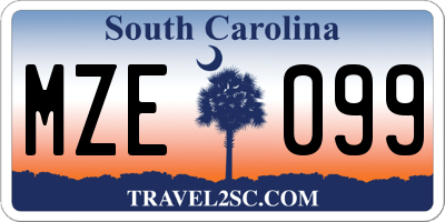 SC license plate MZE099