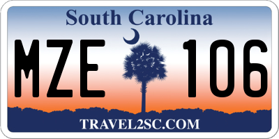 SC license plate MZE106