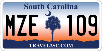 SC license plate MZE109