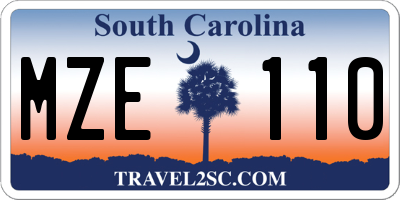 SC license plate MZE110