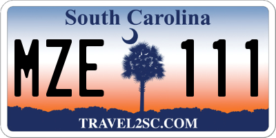 SC license plate MZE111