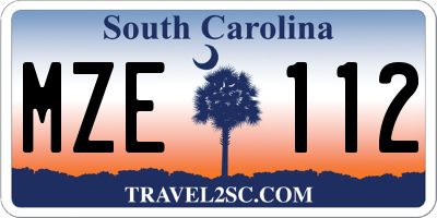 SC license plate MZE112