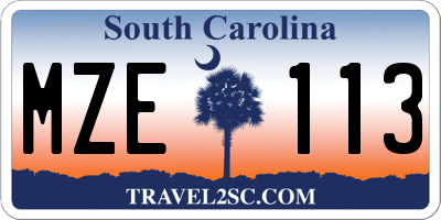 SC license plate MZE113
