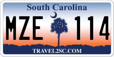 SC license plate MZE114