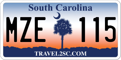 SC license plate MZE115