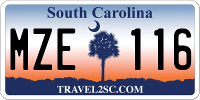 SC license plate MZE116