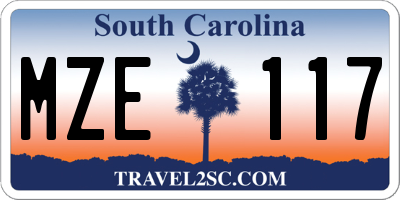 SC license plate MZE117
