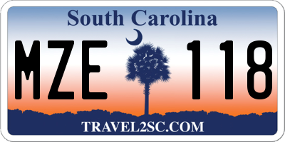 SC license plate MZE118