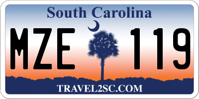 SC license plate MZE119