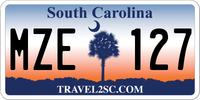 SC license plate MZE127