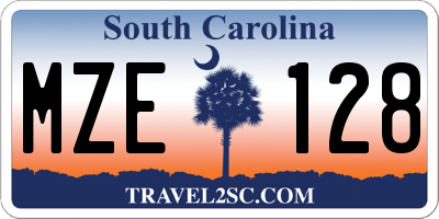 SC license plate MZE128