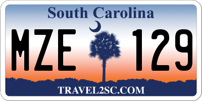 SC license plate MZE129
