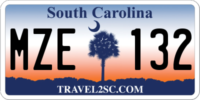 SC license plate MZE132