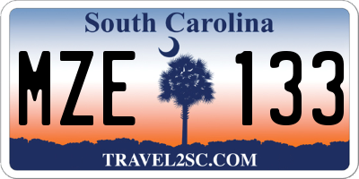 SC license plate MZE133