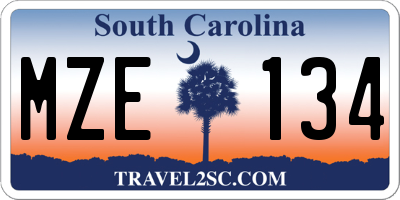 SC license plate MZE134