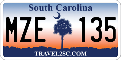 SC license plate MZE135