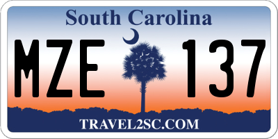 SC license plate MZE137