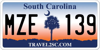 SC license plate MZE139