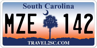 SC license plate MZE142