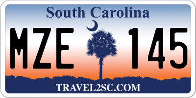 SC license plate MZE145