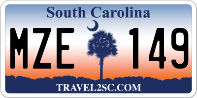 SC license plate MZE149