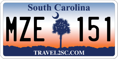SC license plate MZE151