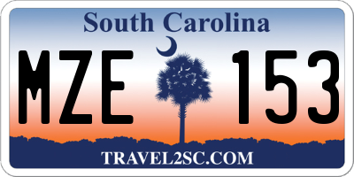 SC license plate MZE153