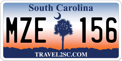SC license plate MZE156