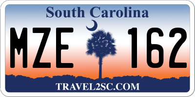 SC license plate MZE162