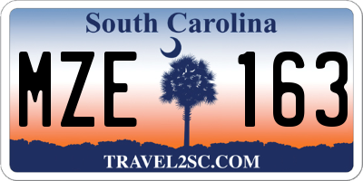 SC license plate MZE163
