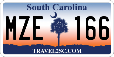 SC license plate MZE166