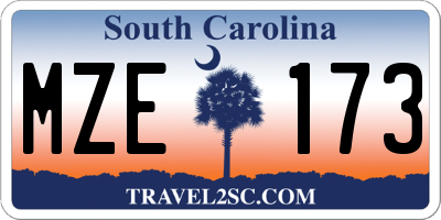 SC license plate MZE173