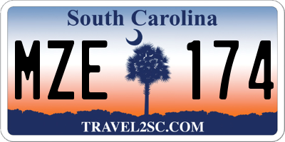 SC license plate MZE174