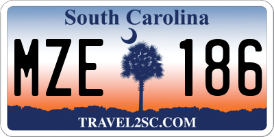 SC license plate MZE186