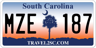 SC license plate MZE187