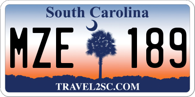 SC license plate MZE189