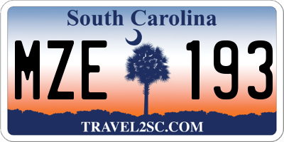SC license plate MZE193
