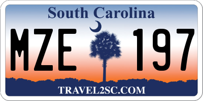 SC license plate MZE197