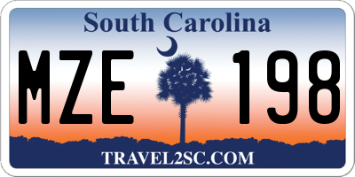 SC license plate MZE198