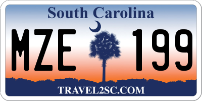 SC license plate MZE199