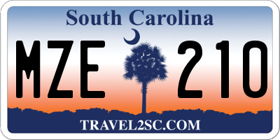 SC license plate MZE210