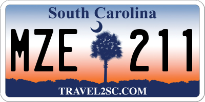 SC license plate MZE211