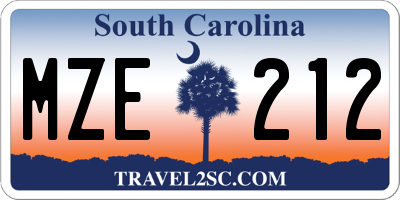 SC license plate MZE212