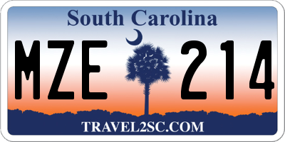 SC license plate MZE214