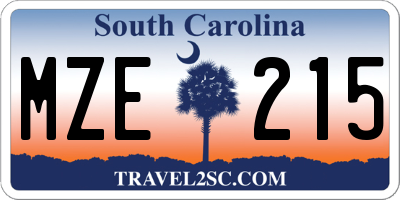 SC license plate MZE215
