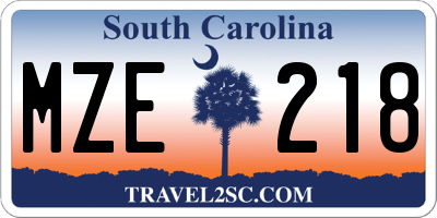 SC license plate MZE218